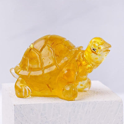 Foviel Natural Crystal Gravel Drip Resin Small Turtle Decoration Statue