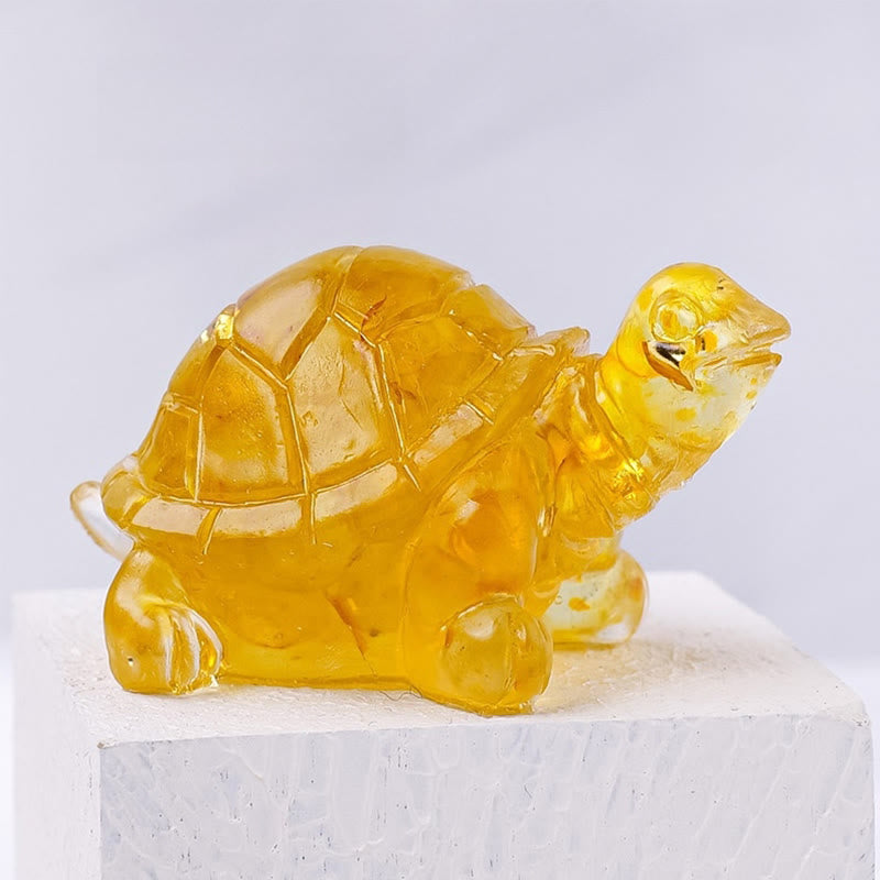 Foviel Natural Crystal Gravel Drip Resin Small Turtle Decoration Statue