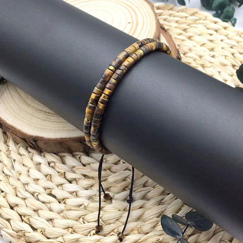 Bracelet de courage en perles d'espacement en œil de tigre naturel Foviel
