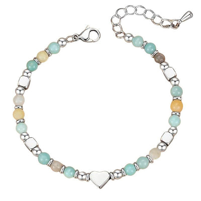 Buddha Stones Natural Stone Amazonite Amethyst Lazurite Rose Quartz Heart Positive Balance Bracelet - image 4
