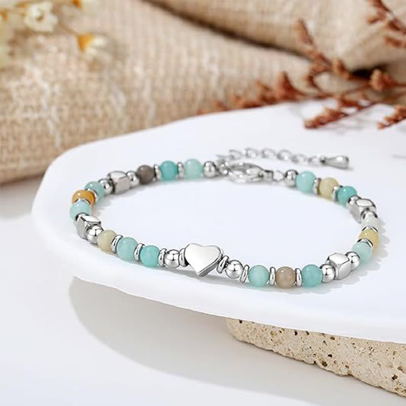 Buddha Stones Natural Stone Amazonite Amethyst Lazurite Rose Quartz Heart Positive Balance Bracelet - image 7