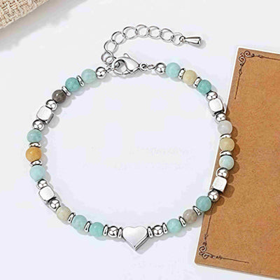 Buddha Stones Natural Stone Amazonite Amethyst Lazurite Rose Quartz Heart Positive Balance Bracelet - image 8