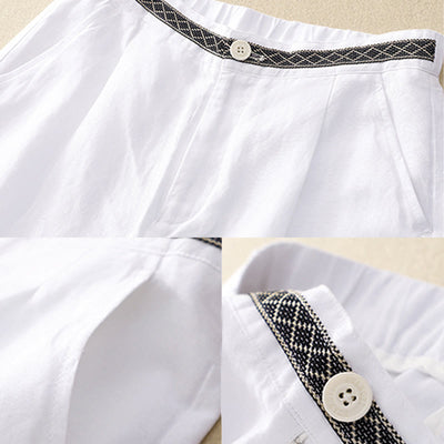 Buddha Stones Summer Plain Color 7-8 Length Women's Wide Leg Cropped Pants With Pockets Zipper - image 18