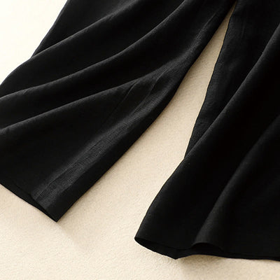 Buddha Stones Summer Plain Color 7-8 Length Women's Wide Leg Cropped Pants With Pockets Zipper - image 20