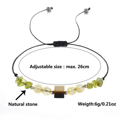 Foviel Find Your Joy Peridot Citrine Tiger Eye Peace Rope Bracelet