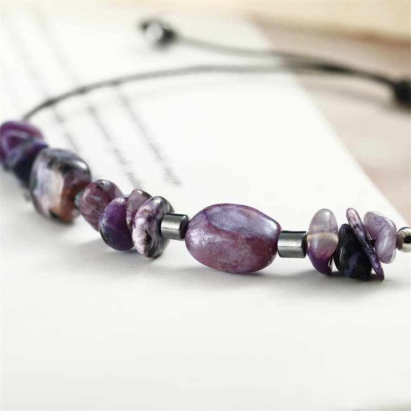 Foviel Live In The Moment Charoite Hematite Powerful Bracelet
