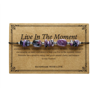 Foviel Live In The Moment Charoite Hematite Powerful Bracelet