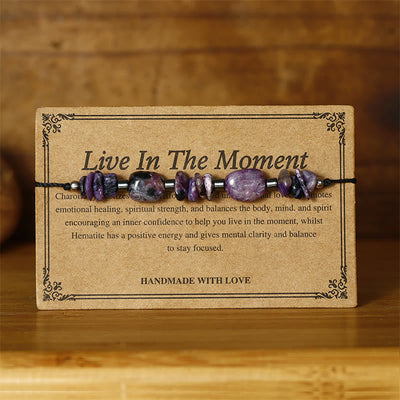 Foviel Live In The Moment Charoite Hematite Powerful Bracelet