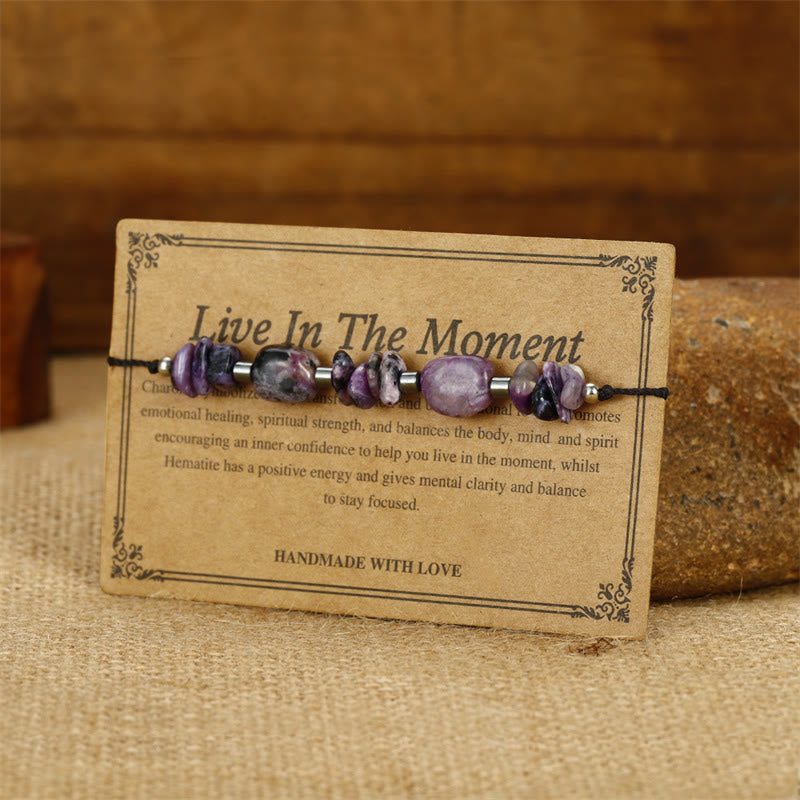 Foviel Live In The Moment Charoite Hematite Powerful Bracelet