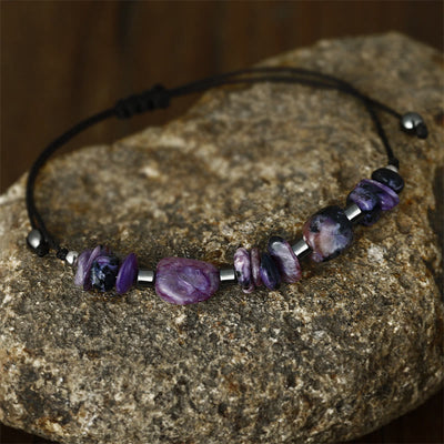 Foviel Live In The Moment Charoite Hematite Powerful Bracelet