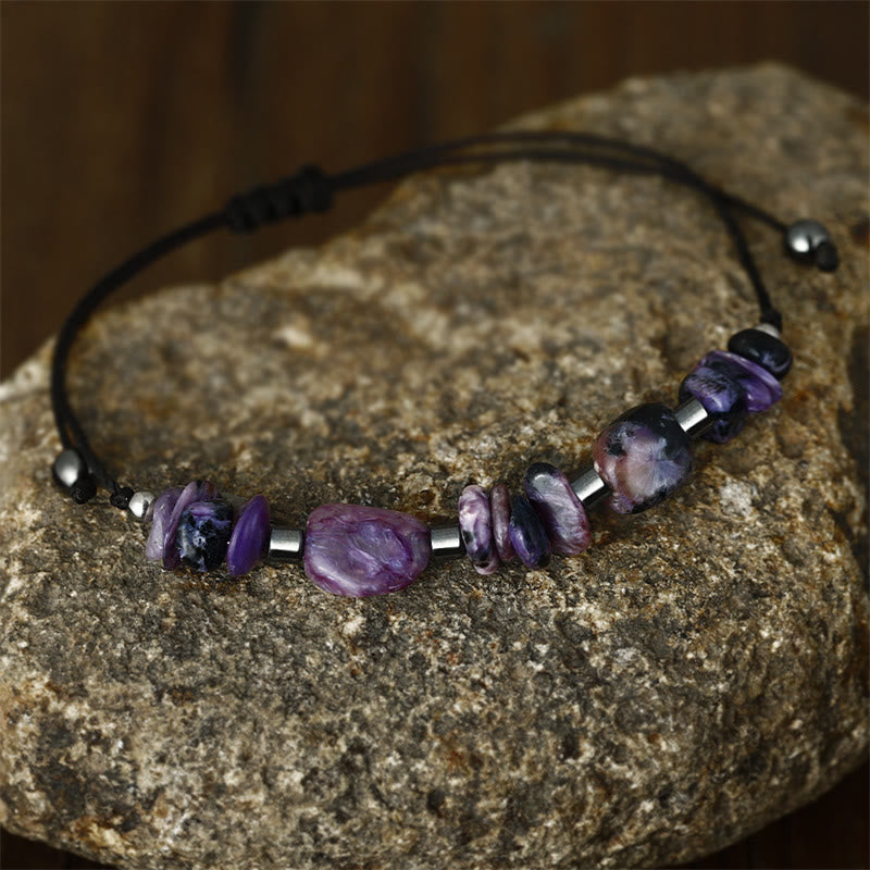 Foviel Live In The Moment Charoite Hematite Powerful Bracelet