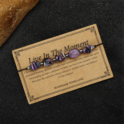 Foviel Live In The Moment Charoite Hematite Powerful Bracelet