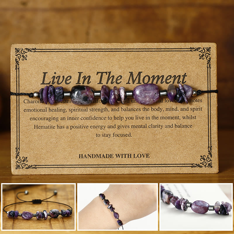 Foviel Live In The Moment Charoite Hematite Powerful Bracelet