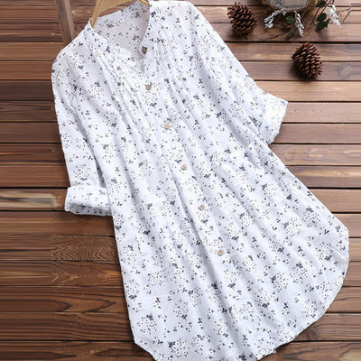 Chemise à manches longues pour femme à boutons Foviel Florals