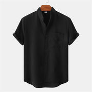 Foviel Summer Men's Button Plain Short Sleeve Shirt With Pocket