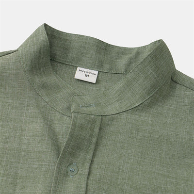 Foviel Summer Men's Button Plain Short Sleeve Shirt With Pocket