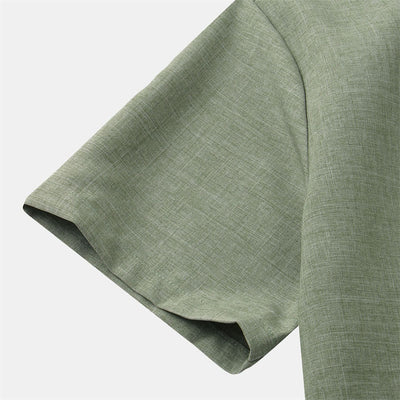 Foviel Summer Men's Button Plain Short Sleeve Shirt With Pocket