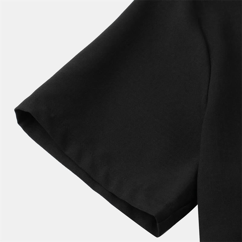 Foviel Summer Men's Button Plain Short Sleeve Shirt With Pocket