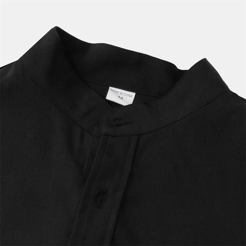 Foviel Summer Men's Button Plain Short Sleeve Shirt With Pocket