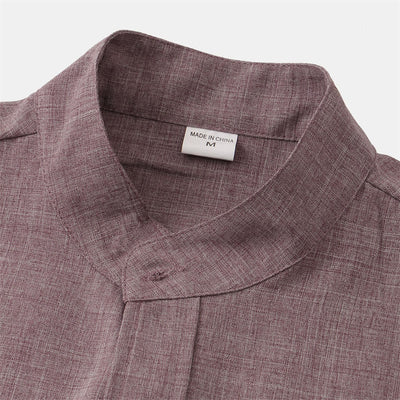 Foviel Summer Men's Button Plain Short Sleeve Shirt With Pocket