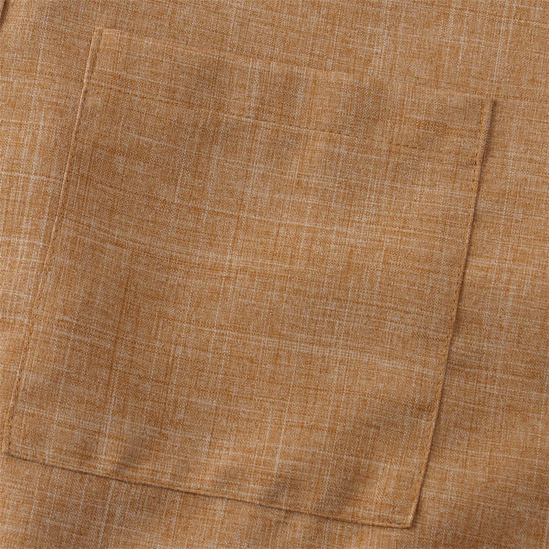 Foviel Summer Men's Button Plain Short Sleeve Shirt With Pocket