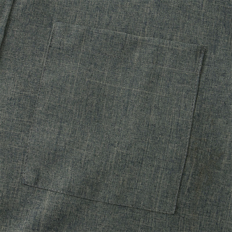Foviel Summer Men's Button Plain Short Sleeve Shirt With Pocket