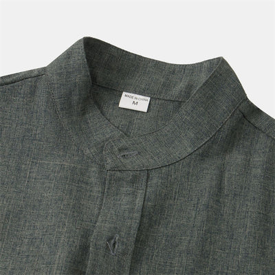 Foviel Summer Men's Button Plain Short Sleeve Shirt With Pocket