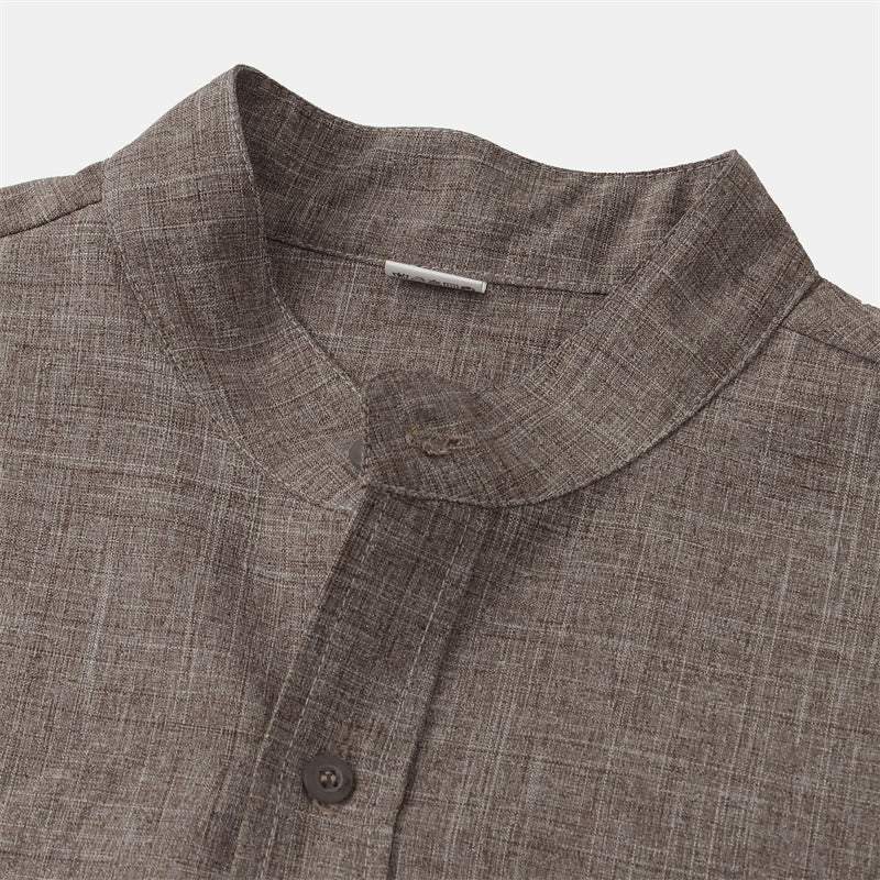 Foviel Summer Men's Button Plain Short Sleeve Shirt With Pocket
