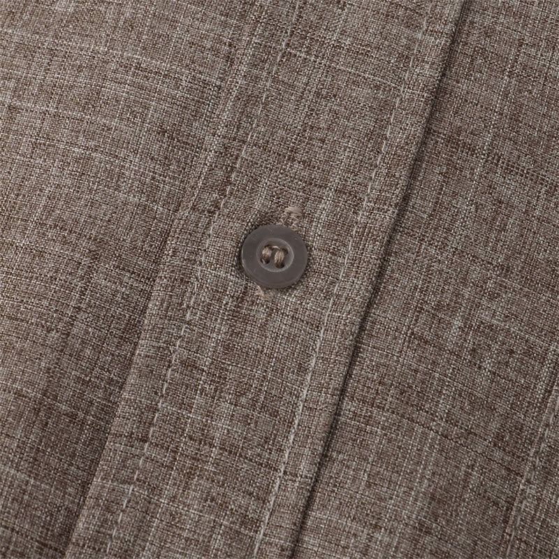 Foviel Summer Men's Button Plain Short Sleeve Shirt With Pocket