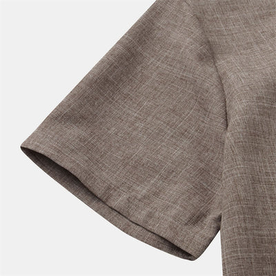 Foviel Summer Men's Button Plain Short Sleeve Shirt With Pocket
