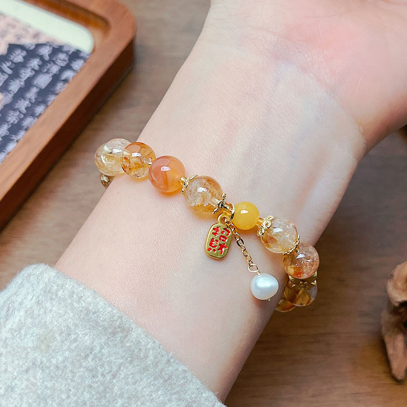 Bracelet de plaisir Nafu en perles de citrine naturelle Foviel