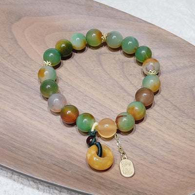 Bracelet d'équilibre Nafu avec boucle de paix en agate paon et topaze Foviel