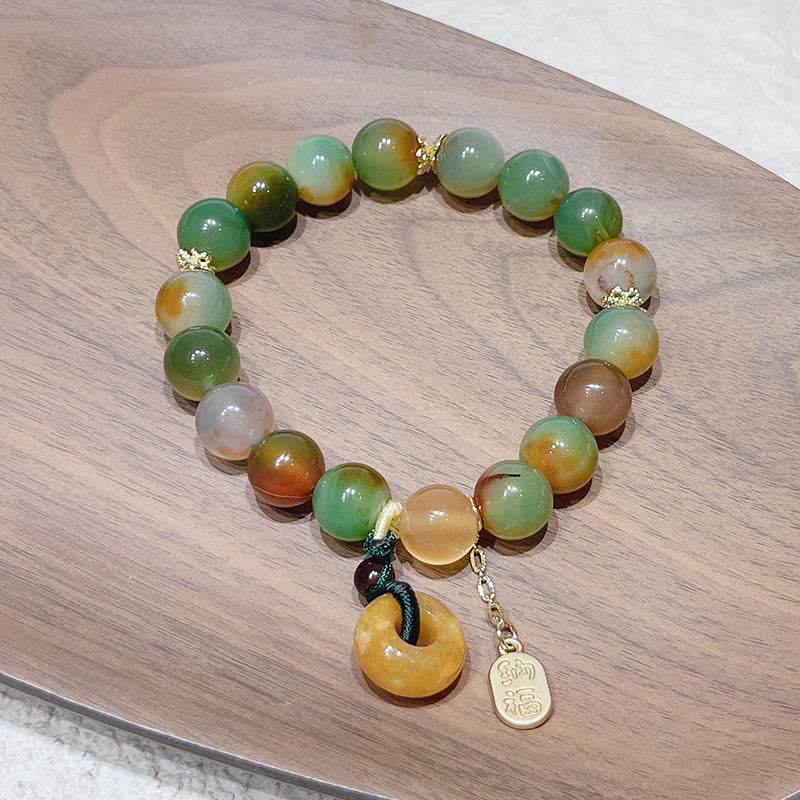 Bracelet d'équilibre Nafu avec boucle de paix en agate paon et topaze Foviel