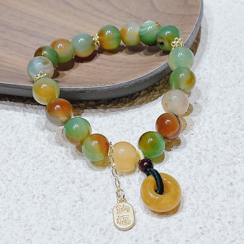 Bracelet d'équilibre Nafu avec boucle de paix en agate paon et topaze Foviel