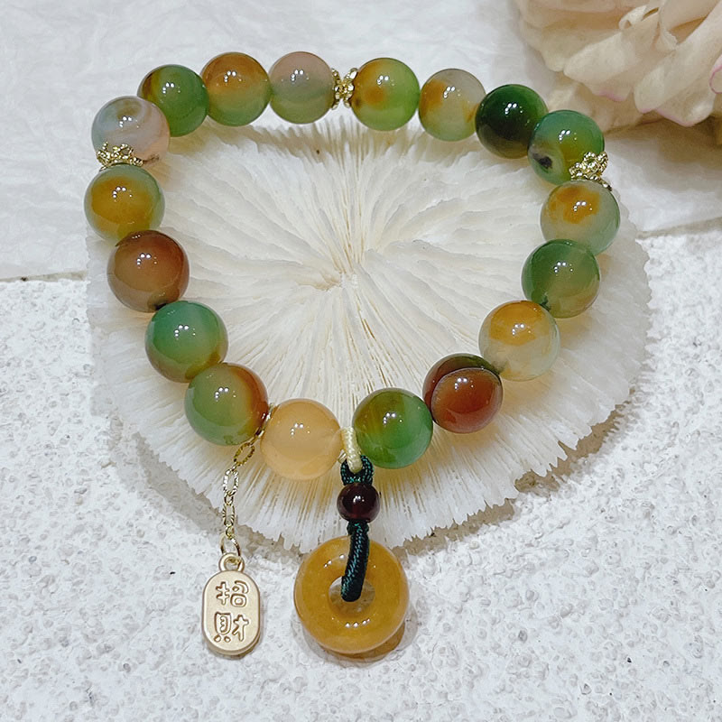 Bracelet d'équilibre Nafu avec boucle de paix en agate paon et topaze Foviel