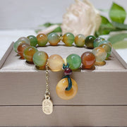 Bracelet d'équilibre Nafu avec boucle de paix en agate paon et topaze Foviel