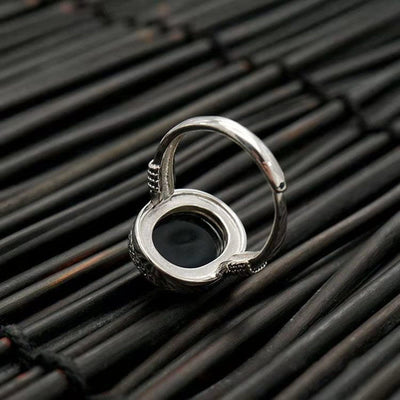 Foviel Natural Black Onyx Adjustable Protection Ring