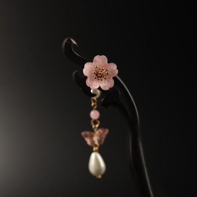 Foviel Ebenholz Blume Schmetterling Segnen Haarnadel