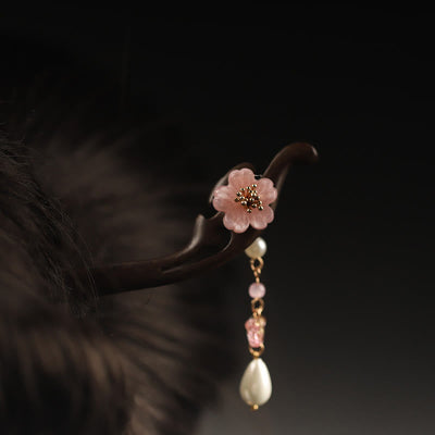 Foviel Ebenholz Blume Schmetterling Segnen Haarnadel