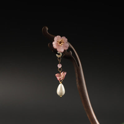 Foviel Ebenholz Blume Schmetterling Segnen Haarnadel