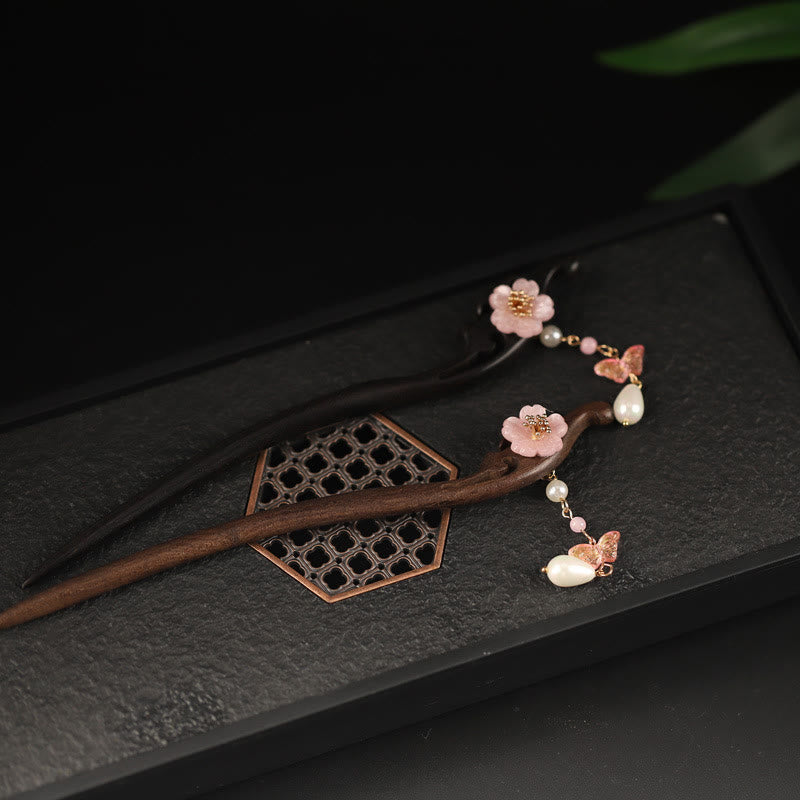 Foviel Ebenholz Blume Schmetterling Segnen Haarnadel