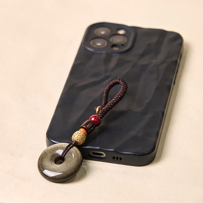 Porte-clés boucle de paix en obsidienne dorée naturelle Foviel pour renforcer la vitalité