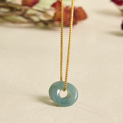 Pendentif de collier prospérité double boucle de paix en jade Foviel