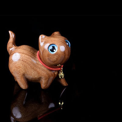 Foviel Rosewood Carving Cat Warmth Home Decoration