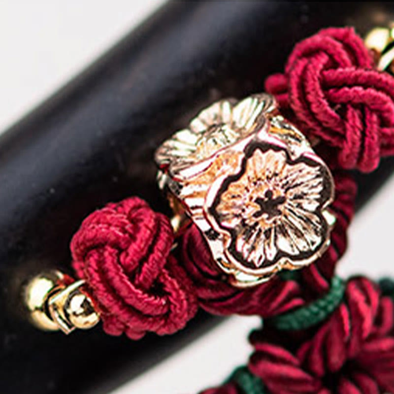 Foviel Ebony Red String Chinese Knot Tassel Protection Hairpin