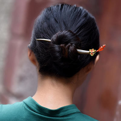 Foviel Silver Tassel Green Sandalwood Soothing Hairpin