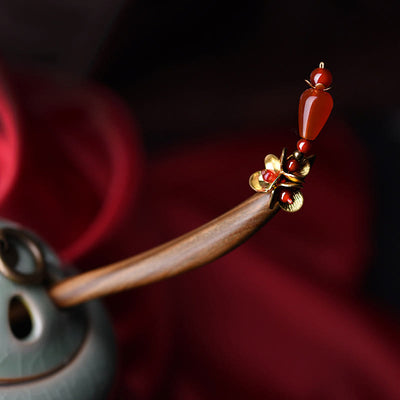 Foviel Silver Tassel Green Sandalwood Soothing Hairpin