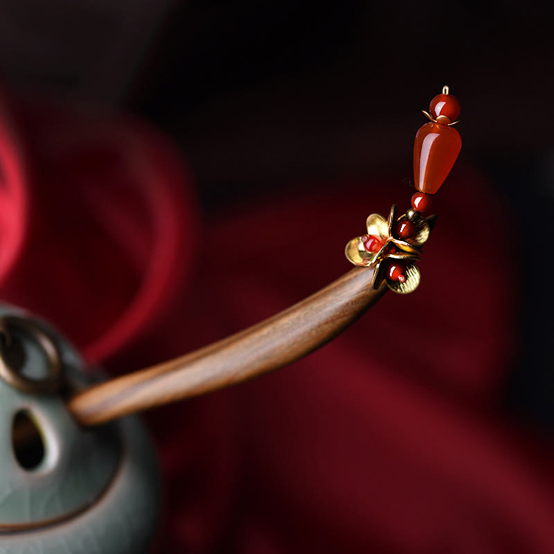 Foviel Silver Tassel Green Sandalwood Soothing Hairpin
