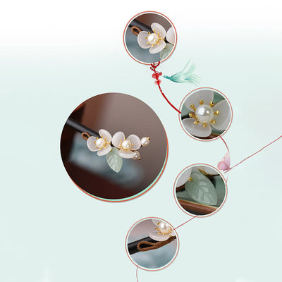 Foviel Kornholz Liuli Magnolia Blumen Perlenschutz Haarnadel