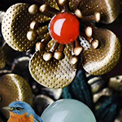 Foviel Green Aventurine Red Agate Alloy Flowers Soothing Hairpin